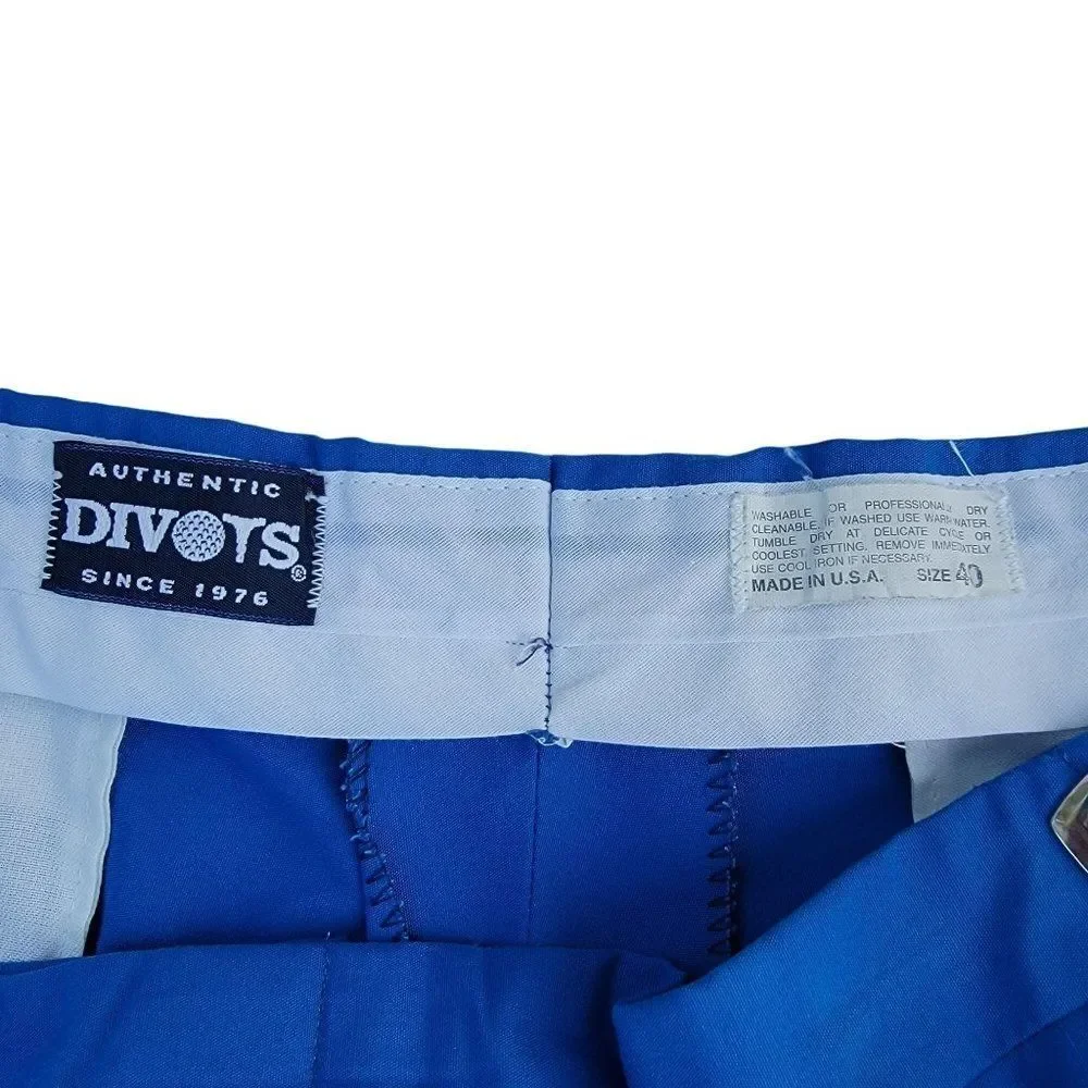 Divots Golf Shorts Men 40‎ Blue Adjustable Waistband Blue 9 inch